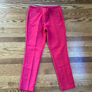 Red Medium Waist Cotton Pants